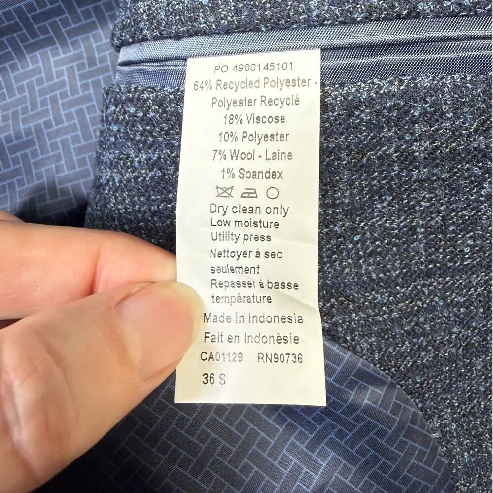 Ted Baker Men's Modern-Fit Blue Boucle Sport Coat - Blue 36S $295